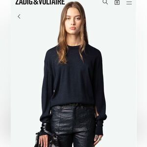 $298 Zadig & Voltaire Women's Encre navy blue merino wool jumper sweater NEW